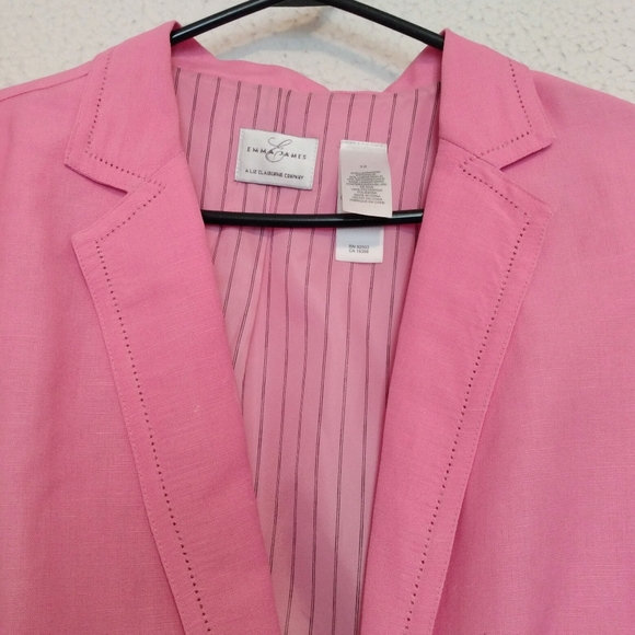 Emma James by Liz Claiborne Pink Linen Jacket 12 - Picture 4 of 10
